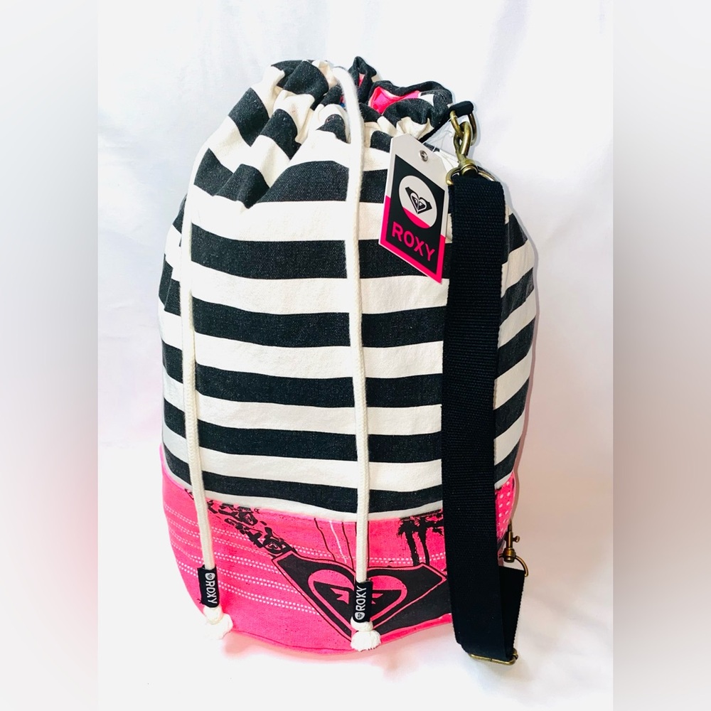 Girls Black & Pink Striped Cute Tote Bag. Womens Everyday Carry Canvas Bag 💕😘